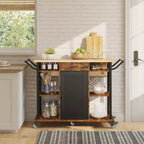 Bestier Rolling Kitchen Utility Cart with Collapsible Surface Extender, Brown