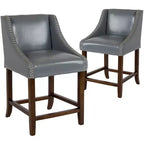 Emma et Oliver – Lot de 2 tabourets de comptoir de 61 cm, style transitionnel, noyer, avec garniture cloutée décorative.