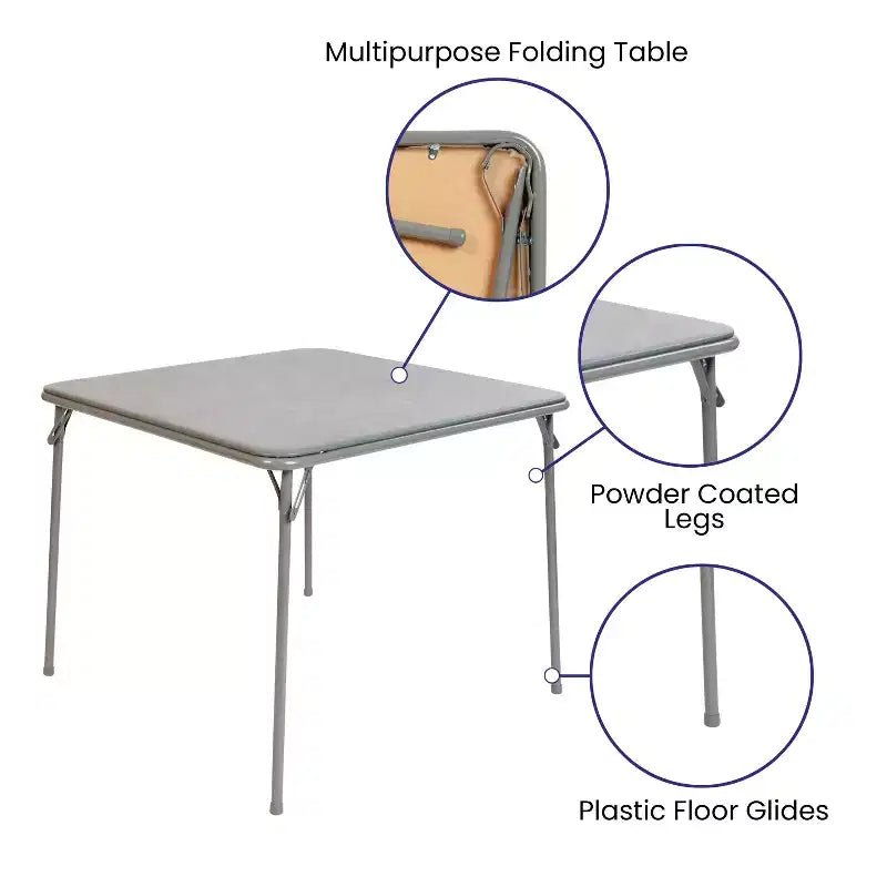 Emma and Oliver Foldable Card Table with Vinyl Table Top - Game Table - Portable Table