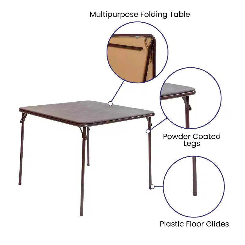 Emma and Oliver Foldable Card Table with Vinyl Table Top - Game Table - Portable Table