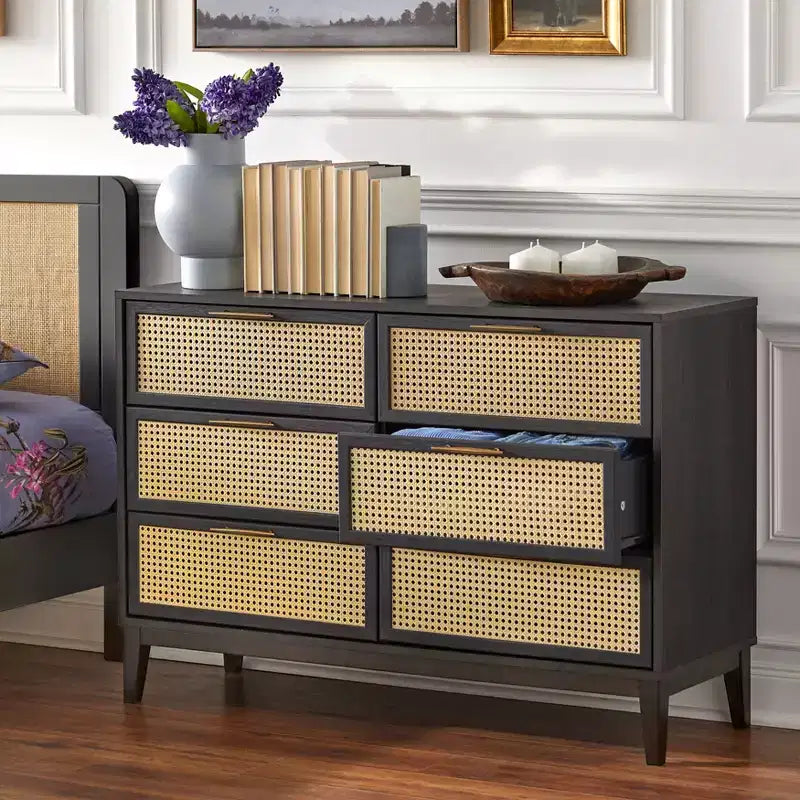 Andros 6 Drawer Dresser with Faux Cane Drawer Fronts - Buylateral