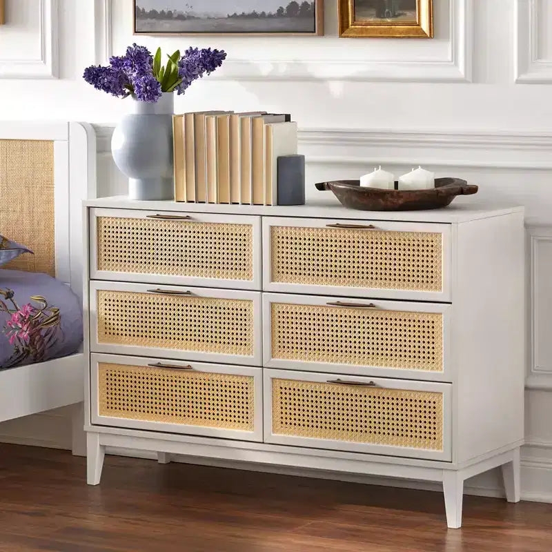 Andros 6 Drawer Dresser with Faux Cane Drawer Fronts - Buylateral