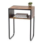 IRIS USA Wood and Metal Side Accent Table, Brown