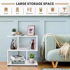 Costway 2-Tier Bookshelf S Shaped Bookcase Storage Rack Display Shelf w/Thick Foot Mats
