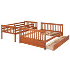 Twin over Full Bunk Bed with Built-in Ladder & Drawers, Pine Wood & MDF Bed Frame, Convertible into Two Beds - ModernLuxe