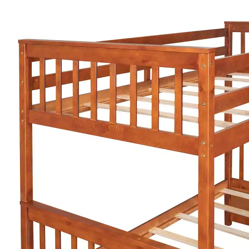 Twin over Full Bunk Bed with Built-in Ladder & Drawers, Pine Wood & MDF Bed Frame, Convertible into Two Beds - ModernLuxe