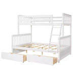 Twin over Full Bunk Bed with Built-in Ladder & Drawers, Pine Wood & MDF Bed Frame, Convertible into Two Beds - ModernLuxe