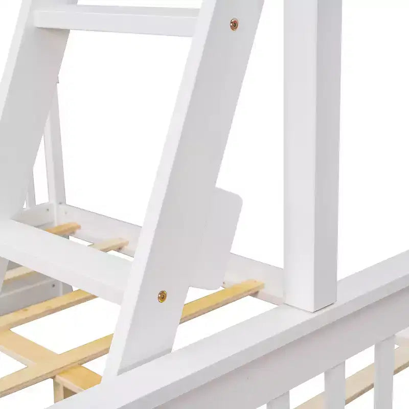 Twin over Full Bunk Bed with Built-in Ladder & Drawers, Pine Wood & MDF Bed Frame, Convertible into Two Beds - ModernLuxe