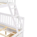 Twin over Full Bunk Bed with Built-in Ladder & Drawers, Pine Wood & MDF Bed Frame, Convertible into Two Beds - ModernLuxe