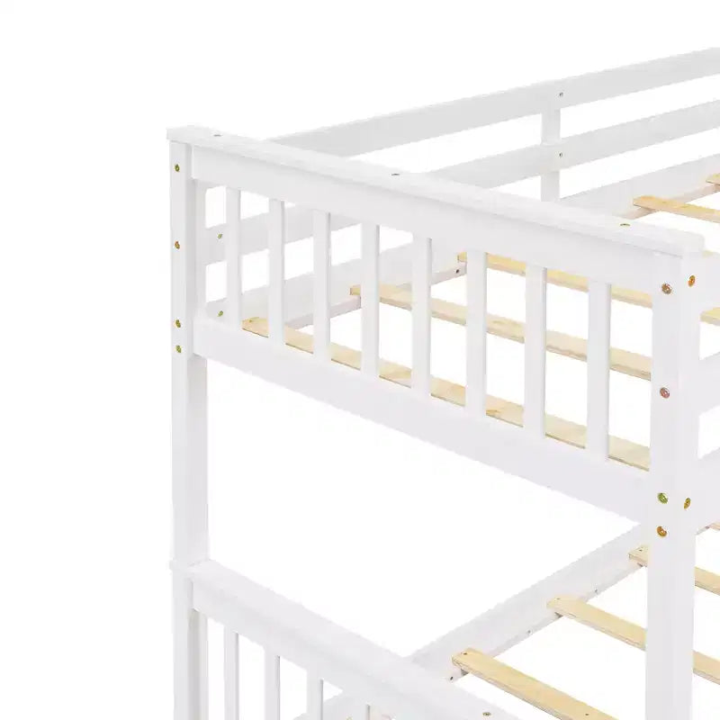 Twin over Full Bunk Bed with Built-in Ladder & Drawers, Pine Wood & MDF Bed Frame, Convertible into Two Beds - ModernLuxe