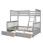 Twin over Full Bunk Bed with Built-in Ladder & Drawers, Pine Wood & MDF Bed Frame, Convertible into Two Beds - ModernLuxe