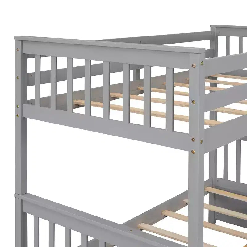 Twin over Full Bunk Bed with Built-in Ladder & Drawers, Pine Wood & MDF Bed Frame, Convertible into Two Beds - ModernLuxe