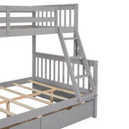Twin over Full Bunk Bed with Built-in Ladder & Drawers, Pine Wood & MDF Bed Frame, Convertible into Two Beds - ModernLuxe