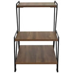 Sunnydaze 3-Tiered Steel Wire Indoor Accent Table with Faux Woodgrain Tabletops - 21 H - Brown
