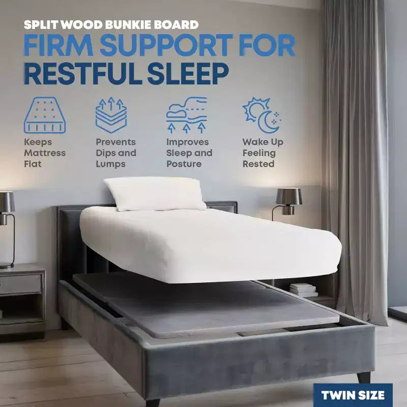 Continental Sleep 1.5-Inch Split Fully Assembled Bunkie Board for Mattress/Bed Support