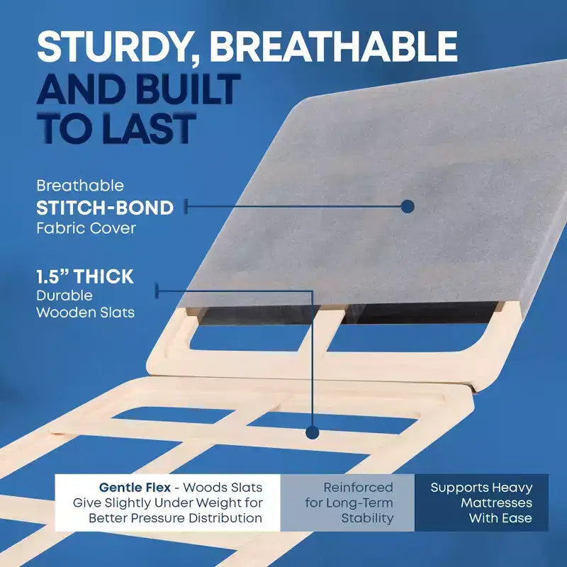 Continental Sleep 1.5-Inch Split Fully Assembled Bunkie Board for Mattress/Bed Support