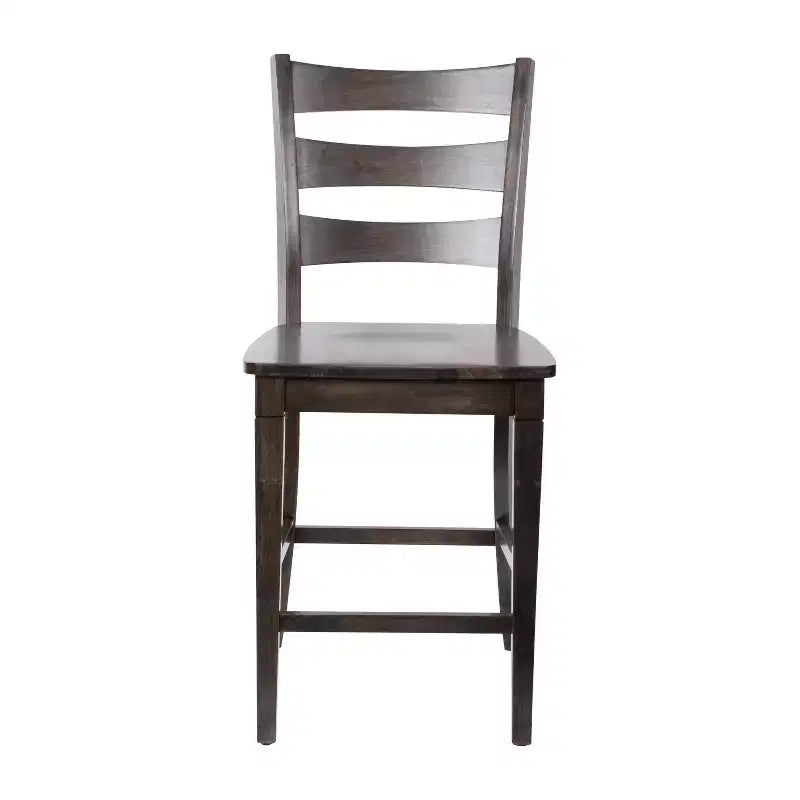 Merrick Lane Set of Two Classic Wooden Ladderback Counter Height Barstools with Solid Wood Seats