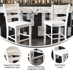 Merrick Lane Set of Two Classic Wooden Ladderback Counter Height Barstools with Solid Wood Seats