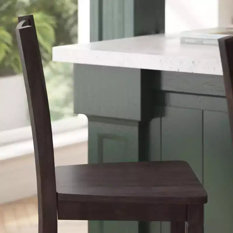 Merrick Lane Set of Two Classic Wooden Ladderback Counter Height Barstools with Solid Wood Seats