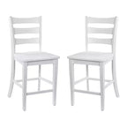 Merrick Lane Set of Two Classic Wooden Ladderback Counter Height Barstools with Solid Wood Seats