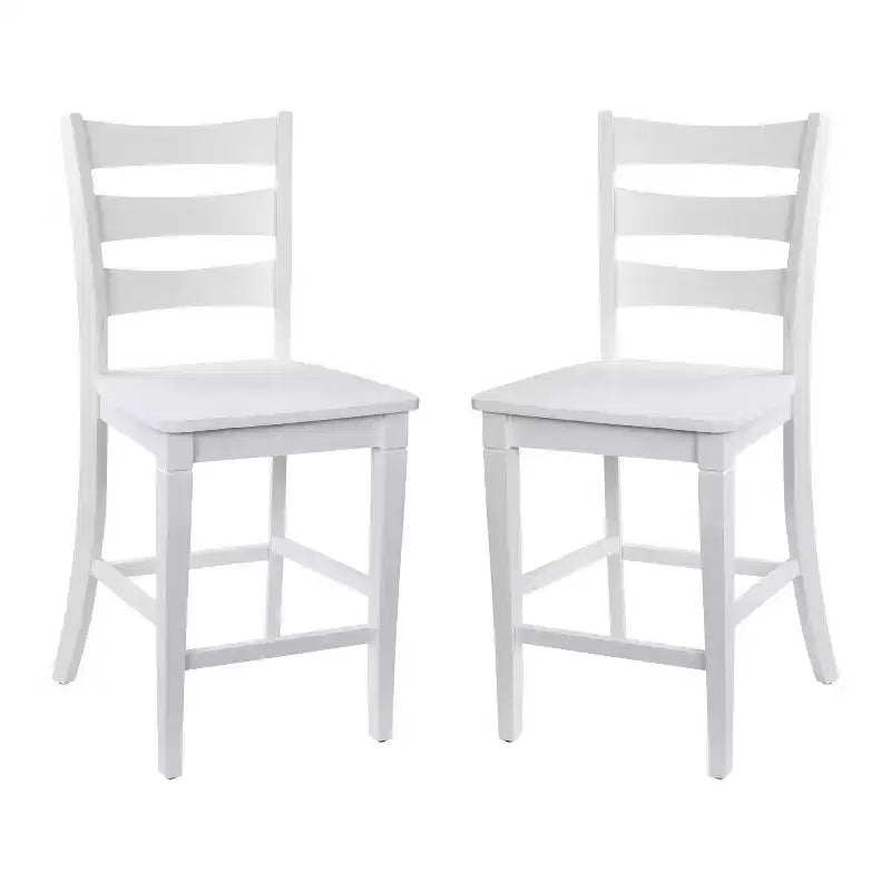 Merrick Lane Set of Two Classic Wooden Ladderback Counter Height Barstools with Solid Wood Seats