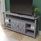 Emma and Oliver Modern Rustic Farmhouse Media Console Cabinet with Spacious Open and Closed Storage