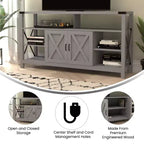 Emma and Oliver Modern Rustic Farmhouse Media Console Cabinet with Spacious Open and Closed Storage