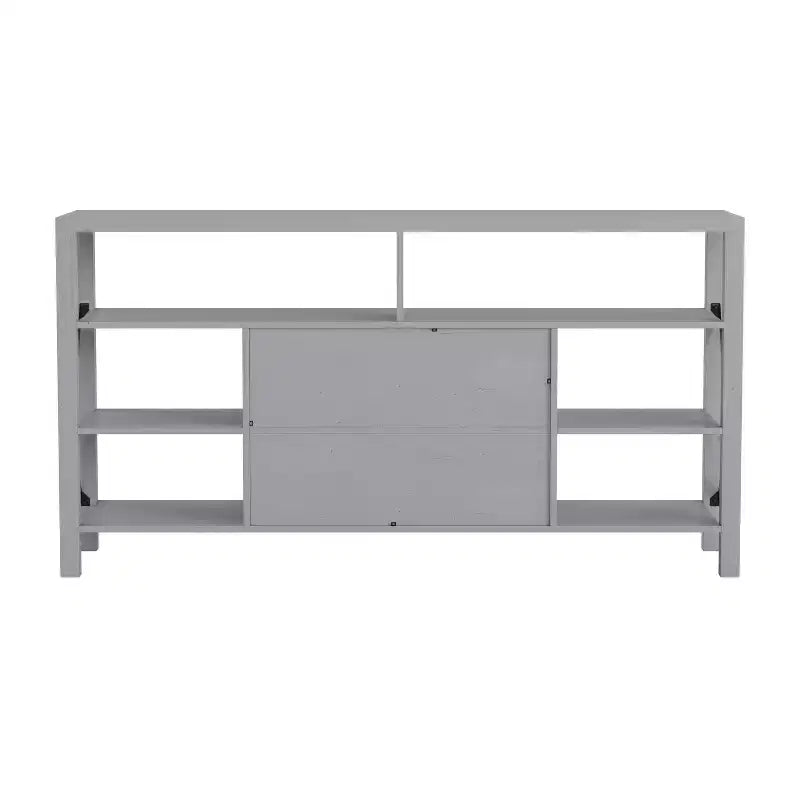 Emma and Oliver Modern Rustic Farmhouse Media Console Cabinet with Spacious Open and Closed Storage