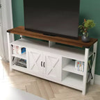 Emma and Oliver Modern Rustic Farmhouse Media Console Cabinet with Spacious Open and Closed Storage