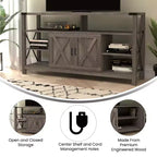 Emma and Oliver Modern Rustic Farmhouse Media Console Cabinet with Spacious Open and Closed Storage