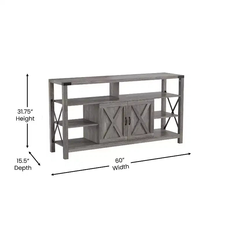 Emma and Oliver Modern Rustic Farmhouse Media Console Cabinet with Spacious Open and Closed Storage