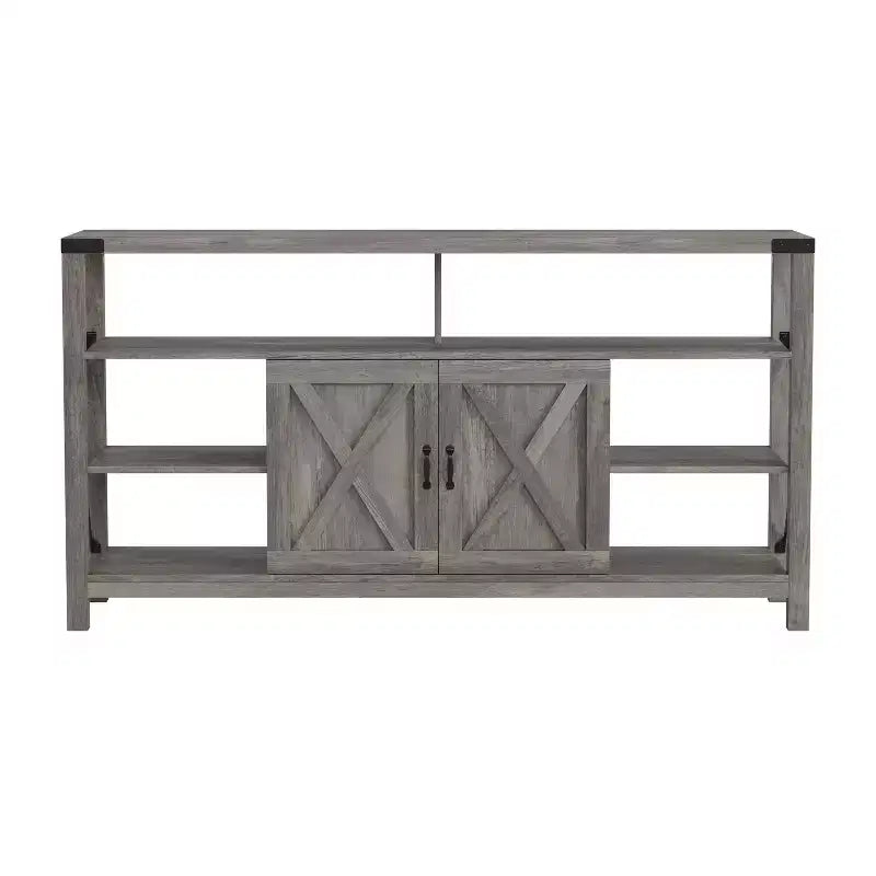 Emma and Oliver Modern Rustic Farmhouse Media Console Cabinet with Spacious Open and Closed Storage