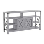 Emma and Oliver Modern Rustic Farmhouse Media Console Cabinet with Spacious Open and Closed Storage