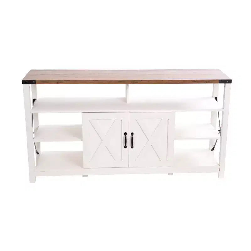 Emma and Oliver Modern Rustic Farmhouse Media Console Cabinet with Spacious Open and Closed Storage