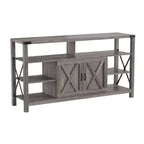 Console multimédia Merrick Lane avec rangements ouverts et fermés