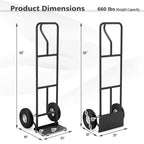 Costway Heavy Duty Hand Truck 660lbs Capacity Trolley Cart with Foldable Nose Plate Black/Red