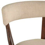 55 Downing Street Lev Walnut Wood Bar Stool Brown 24 High Farmhouse Rustic Beige Linen Cushion with Backrest Footrest for Kitchen Counter Island Home