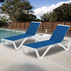 Kozyard Alan Full Flat Aluminum and Polypropylene Resin Legs Patio Reclining Adjustable Chaise Lounge