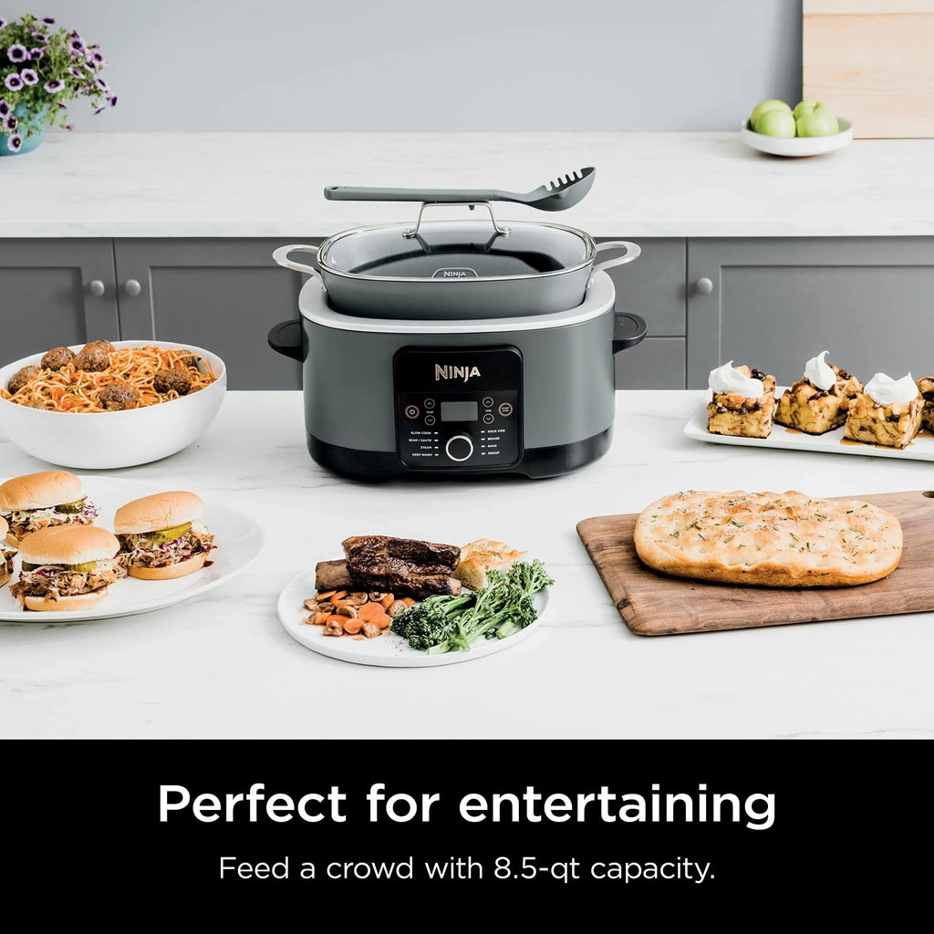 Multicooker da 8,5 Litri, con Funzione 8-in-1: Slow Cooker, Forno Olandese, Vaporiera, Coperchio in Vetro, Cucchiaio Integrato, Pentola Adatta al Forno fino a 260°C