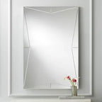 Possini Euro Design Relevei Rectangular Vanity Decorative Wall Mirror Modern Silver Wood Metal Frame 26 Wide Bathroom Bedroom Home