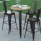 Emma and Oliver Indoor/Outdoor Bar Top Table, 30 Round All Weather Poly Resin Top with Steel base