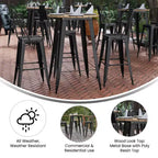 Emma and Oliver Indoor/Outdoor Bar Top Table, 30 Round All Weather Poly Resin Top with Steel base