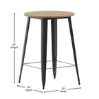 Emma and Oliver Indoor/Outdoor Bar Top Table, 30 Round All Weather Poly Resin Top with Steel base