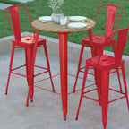 Emma and Oliver Indoor/Outdoor Bar Top Table, 30 Round All Weather Poly Resin Top with Steel base