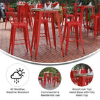 Emma and Oliver Indoor/Outdoor Bar Top Table, 30 Round All Weather Poly Resin Top with Steel base