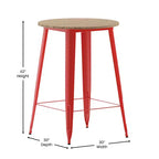 Emma and Oliver Indoor/Outdoor Bar Top Table, 30 Round All Weather Poly Resin Top with Steel base
