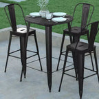 Emma and Oliver Indoor/Outdoor Bar Top Table, 30 Round All Weather Poly Resin Top with Steel base