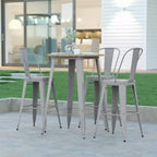 Emma and Oliver Indoor/Outdoor Bar Top Table, 30 Round All Weather Poly Resin Top with Steel base