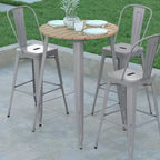 Emma and Oliver Indoor/Outdoor Bar Top Table, 30 Round All Weather Poly Resin Top with Steel base
