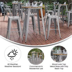 Emma and Oliver Indoor/Outdoor Bar Top Table, 30 Round All Weather Poly Resin Top with Steel base